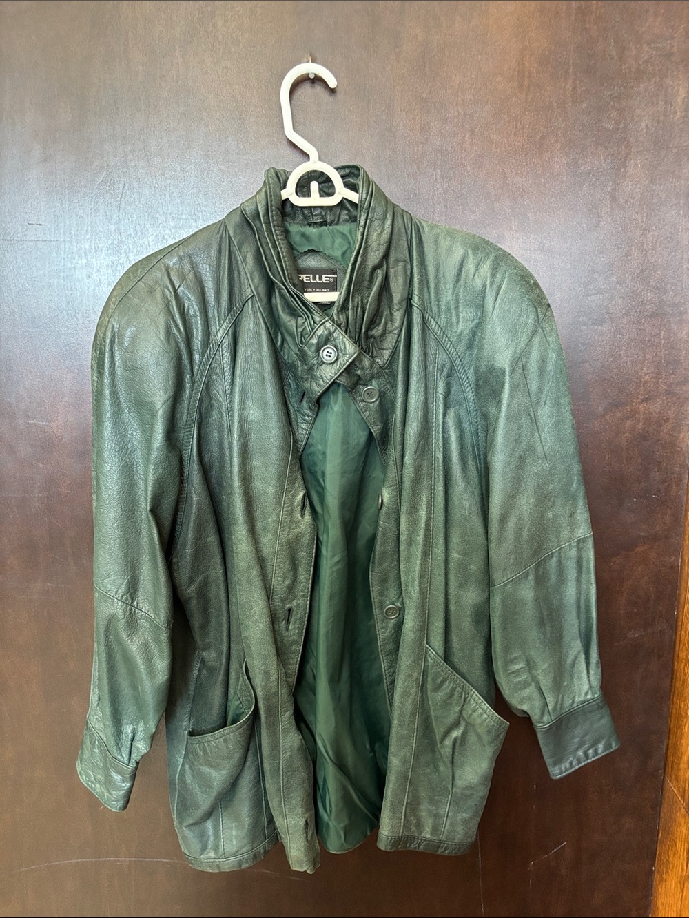Pelle Men's Dark Green Leather Bomber Jacket